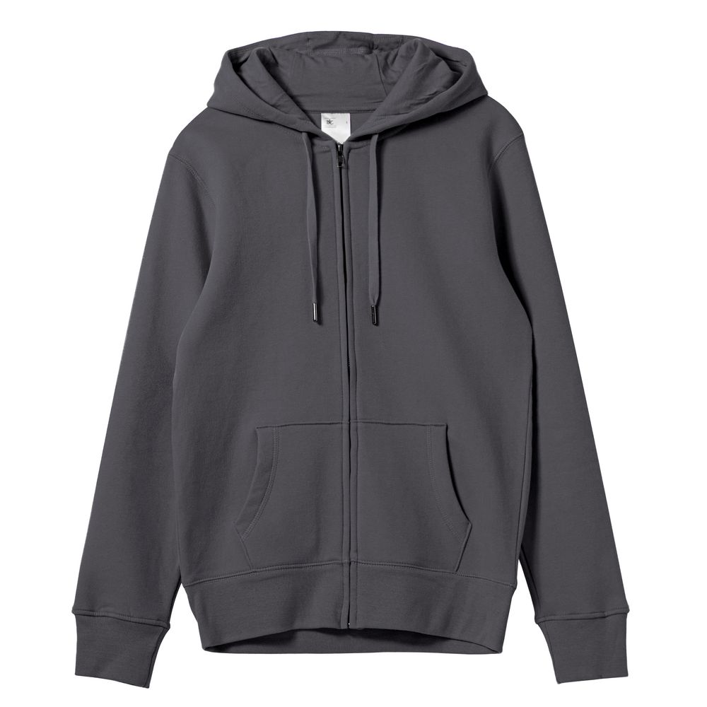 Толстовка на молнии с капюшоном унисекс King, темно-серая-0