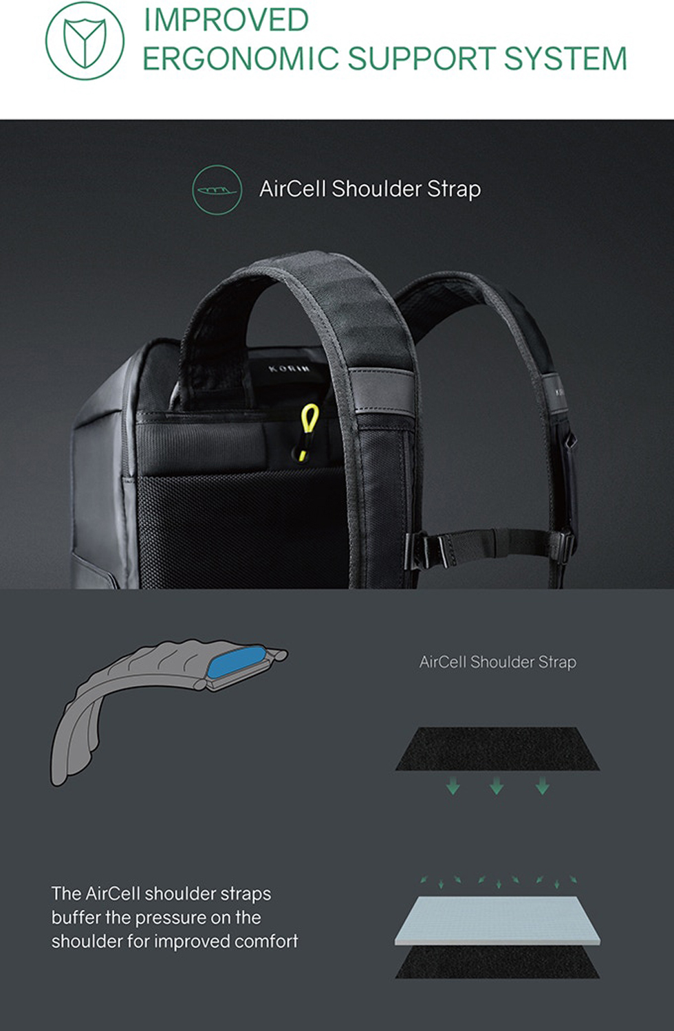 Рюкзак KORIN FlipPack 47х30х17 см, черный-20