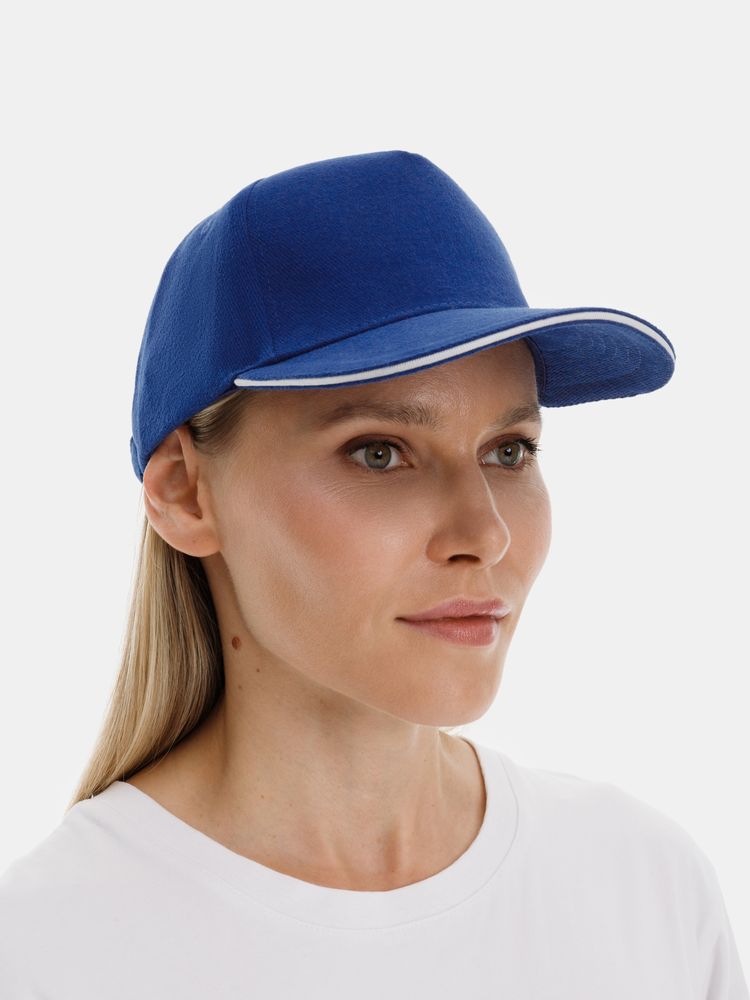 Бейсболка Classic 2.0, ярко-синяя с белым кантом-3