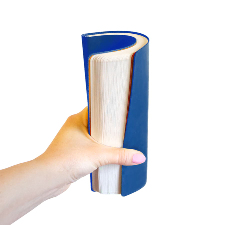 Бизнес-блокнот FUNKY, 130*210 мм, синий, оранжевый форзац, мягкая обложка, блок-линейка, синий, оранжевый-5