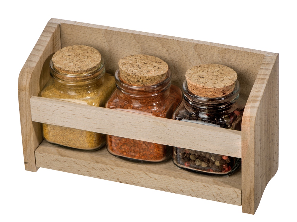 Набор Delicio из трех специй в подставке из бука-0