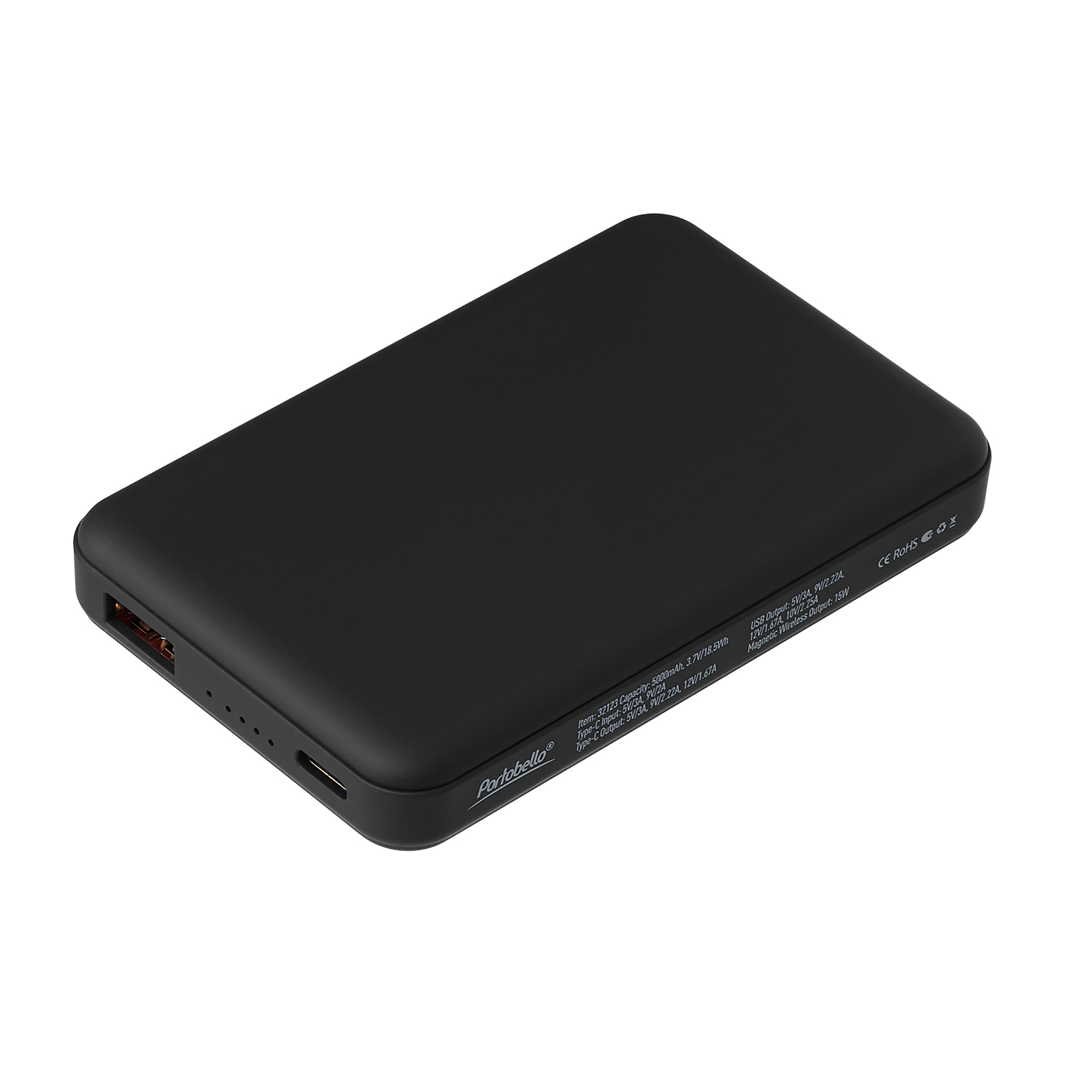 Внешний аккумулятор Ларго PD (Largo PD) 5000mAh с функцией беспроводной зарядки 15W, черный-1