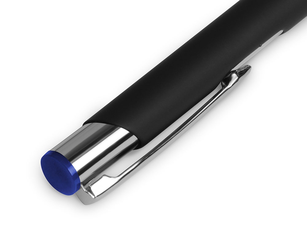 Ручка металлическая шариковая Legend Mirror Gum софт-тач с цветным слоем, черный / синий-2