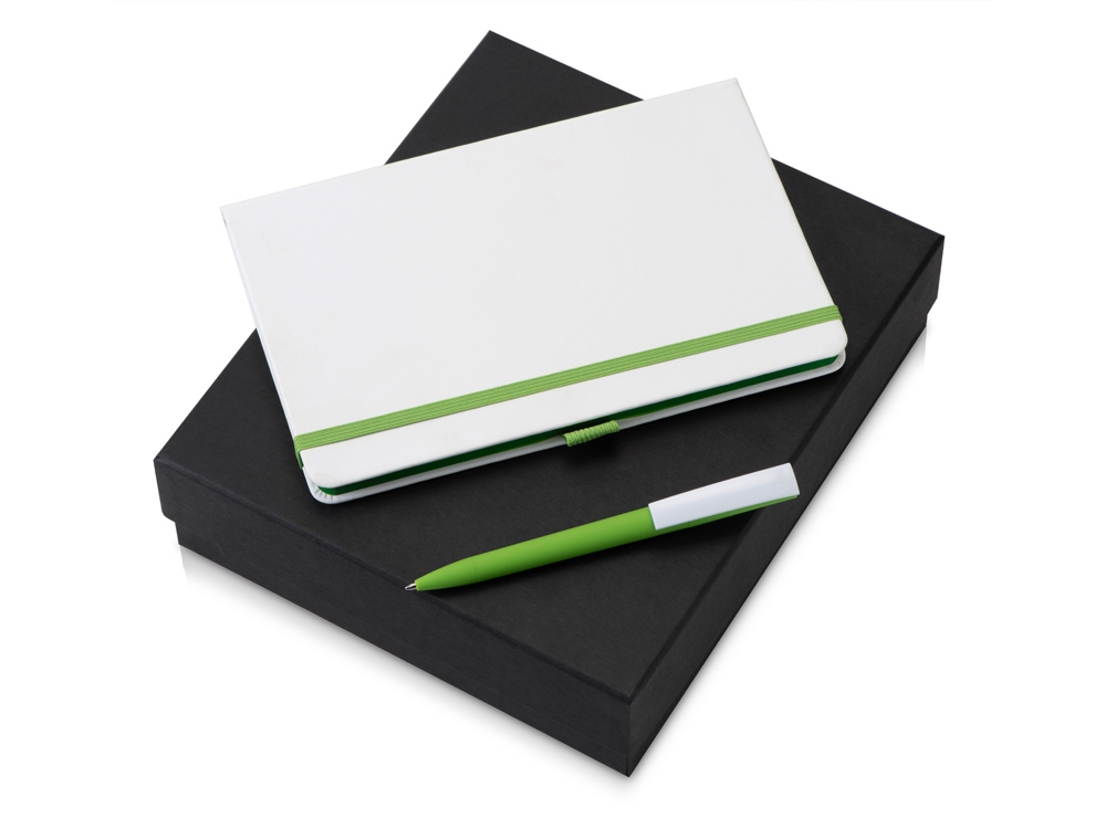Подарочный набор Jacque white 2.0. с ручкой и блокнотом, зеленое яблоко-0