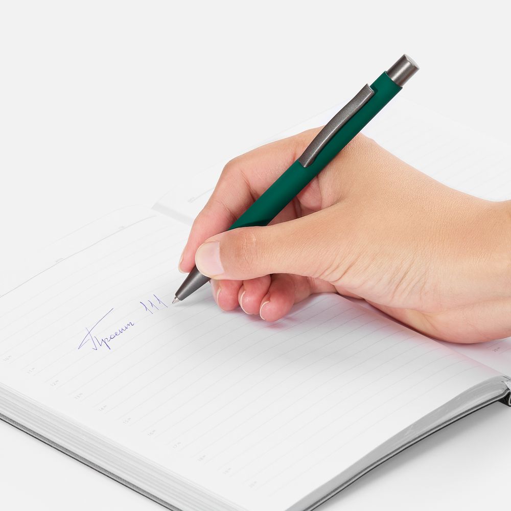 Ручка шариковая Atento Soft Touch, зеленая-2