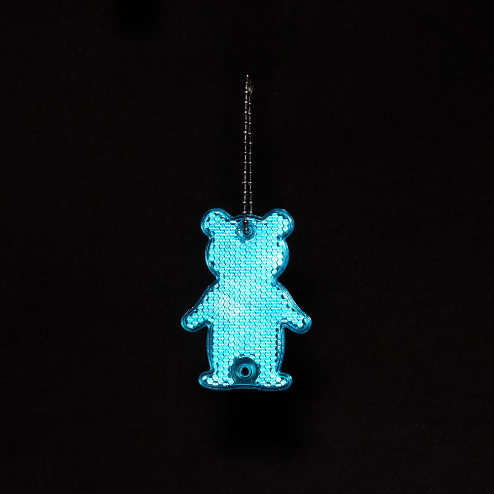 Пешеходный светоотражатель с цепочкой «Мишка», синий-2