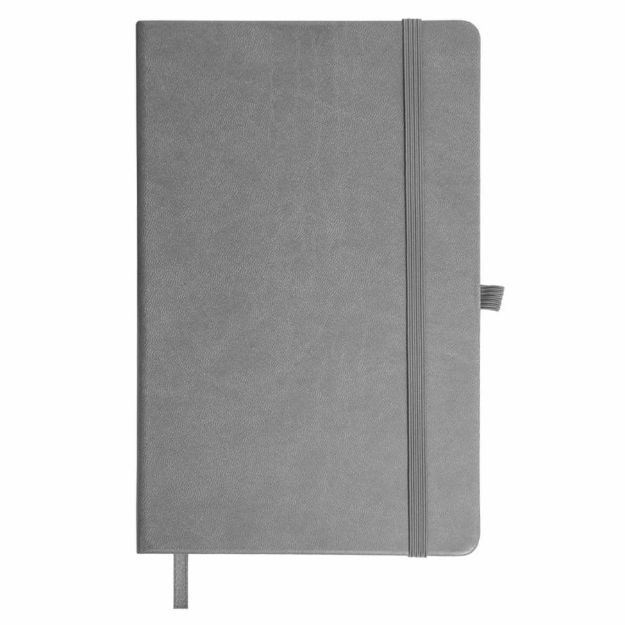 Бизнес-блокнот "Justy", 130*210 мм, серый, твердая обложка,  резинка 7 мм, блок-линейка, серый-1