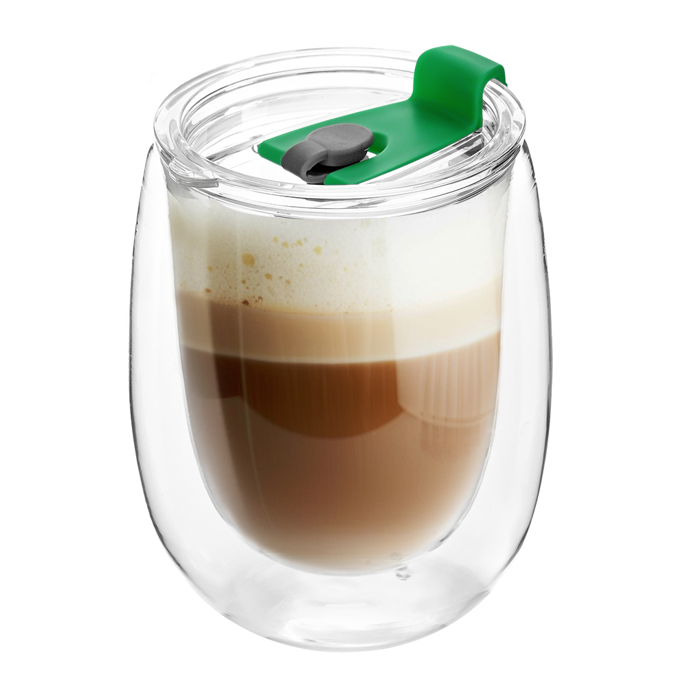 Стакан стеклянный Mango To Go, Белый/зелёный-0