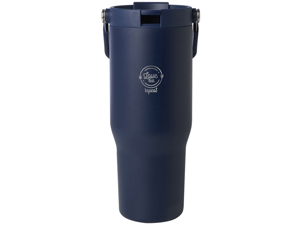 Термостакан Bronx объемом 900 мл из меди и переработанной нержавеющей стали, сертифицированной по стандарту RCS, с вакуумной изоляцией и крышкой с двойной функцией - Темно - синий-6