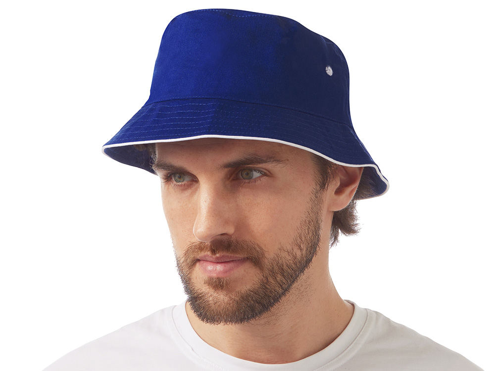 Панама с контрастной окантовкой , классический синий/белый-1