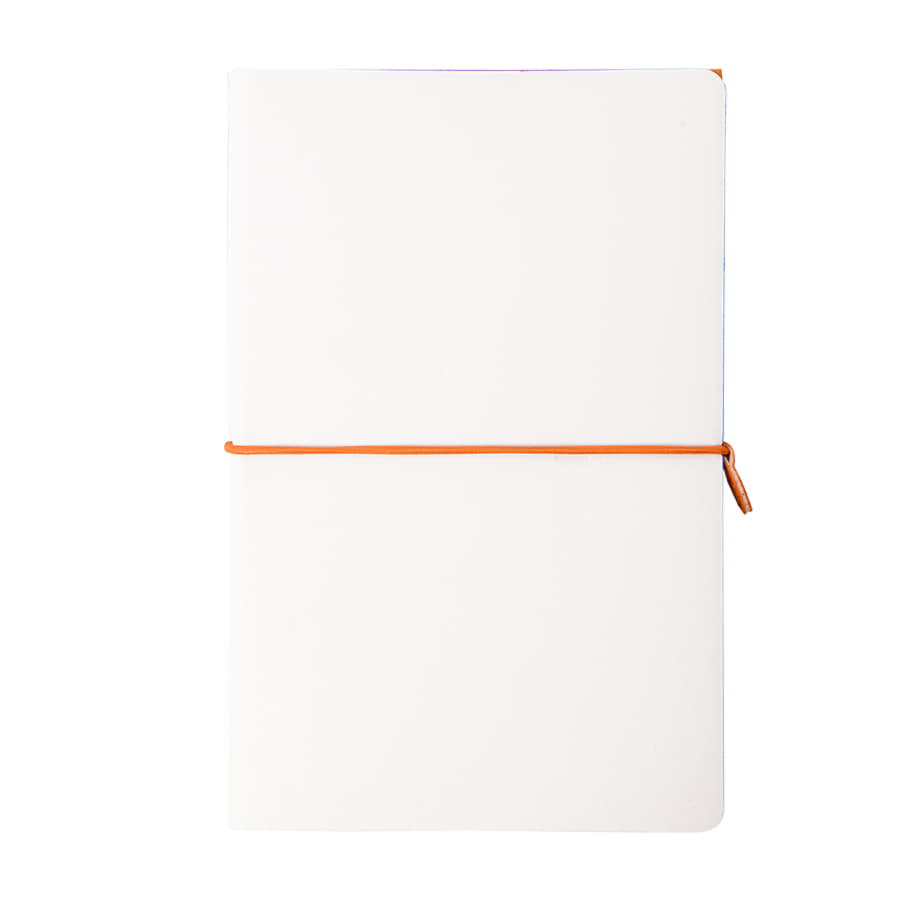 Бизнес-блокнот "Combi", 130*210 мм, бело-оранжевый, кремовый форзац, гибкая обложка, в клетку/нелин, белый, оранжевый-1