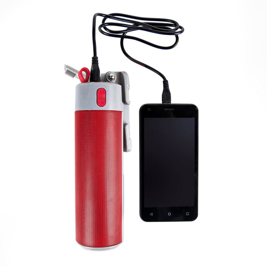 Bluetooth колонка TURBO TUBE с зарядным устройством (2000mAh) и моноподом , красный, серый-9