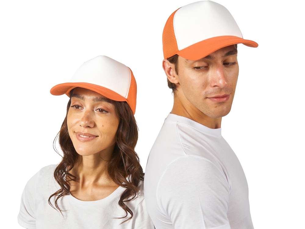 Бейсболка с сеткой Newport, оранжевый/белый-0