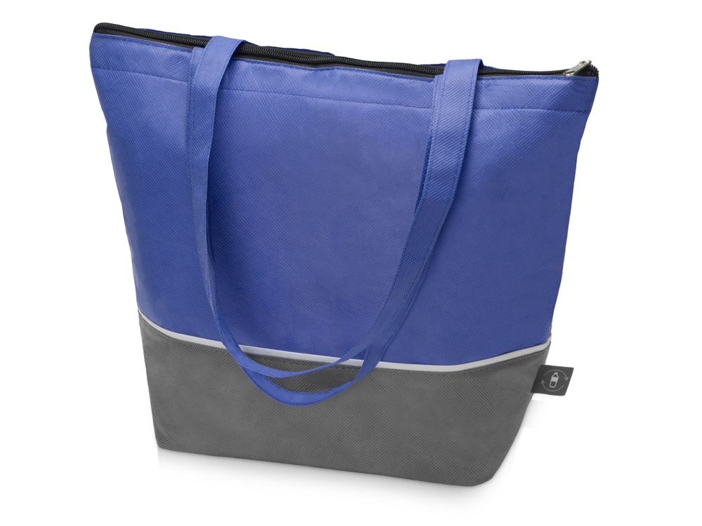 Сумка-холодильник Reviver с длинными ручками из нетканого переработанного материала RPET, синий/серый-0