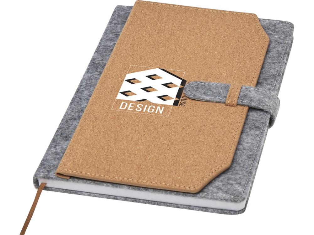 Viviana блокнот формата А5 из переработанного фетра и пробкового дуба - Натуральный-3