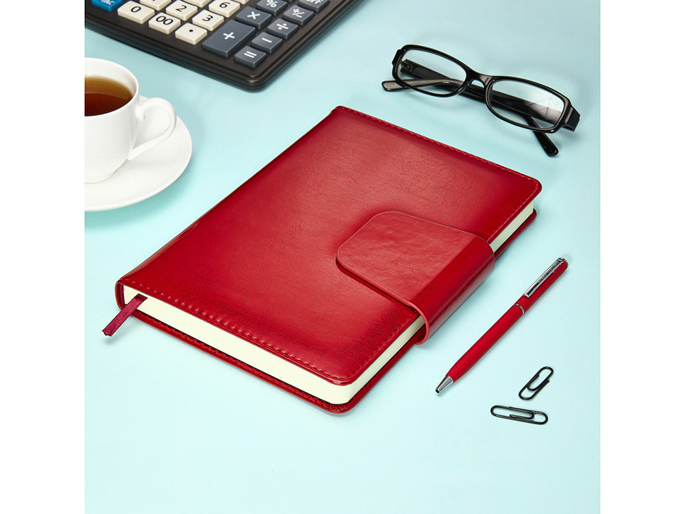 Ежедневник А5 недатированный Prestige, красный-8