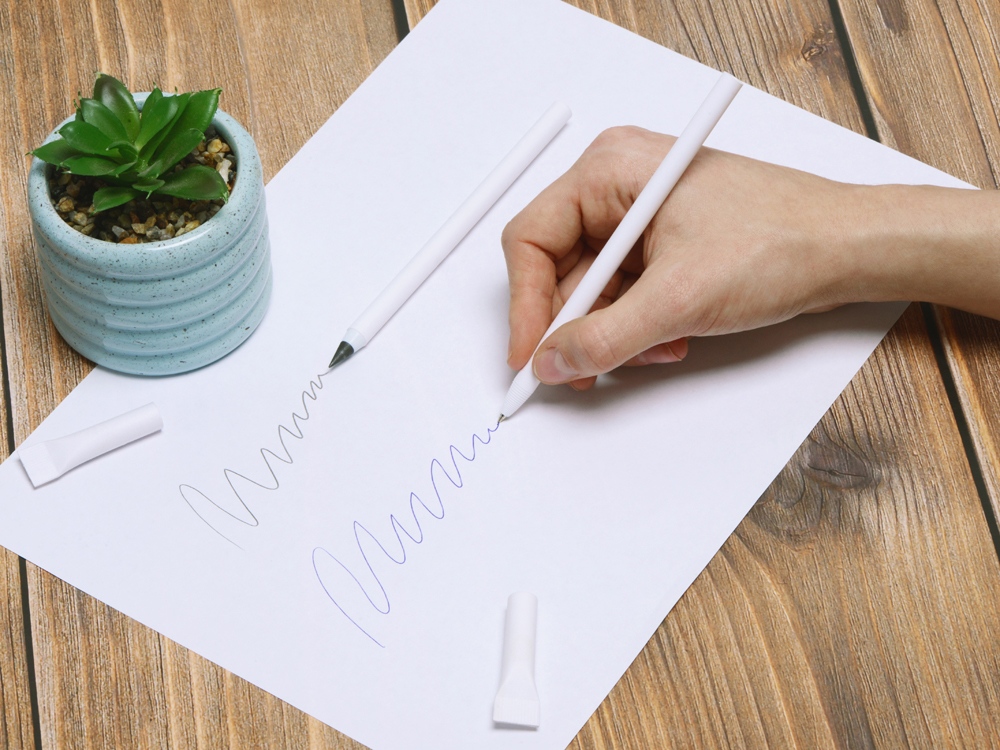 Набор из ручки и вечного карандаша из переработанной бумаги Recycled Duo, белый-5