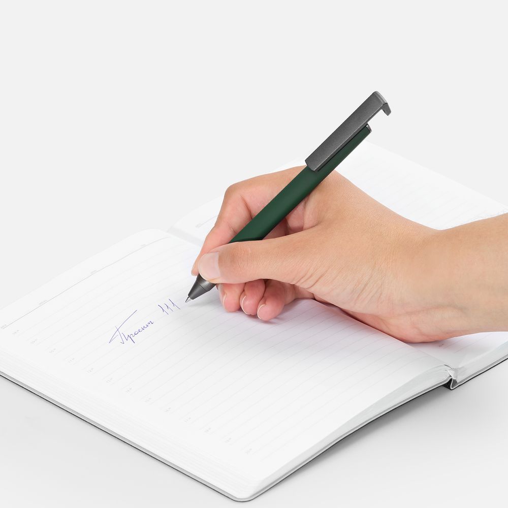 Ручка шариковая Standic с подставкой для телефона, зеленая-2