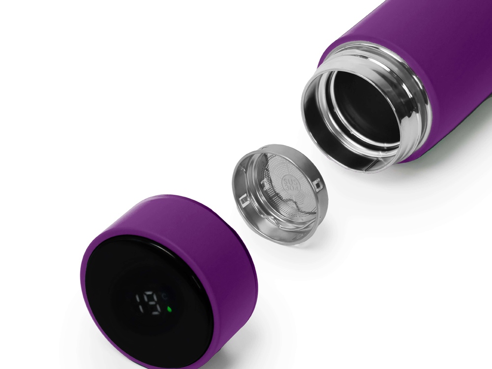 Термос FAMILY MARK LED, soft touch (Фиолетовый)-1
