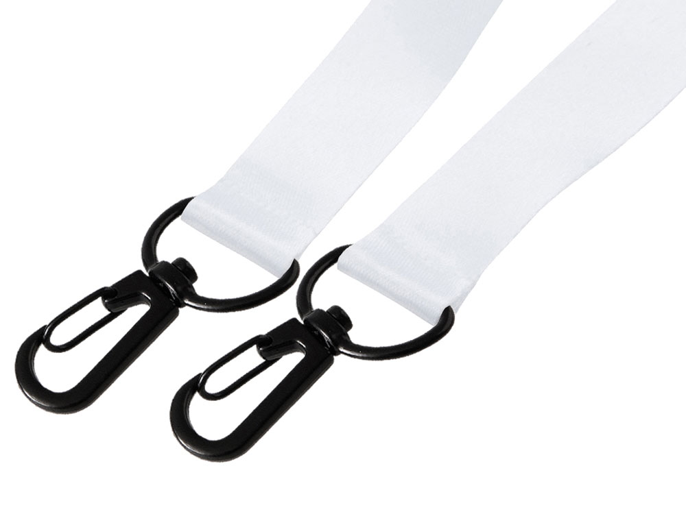 Ланъярд 2 см под сублимацию с 2-мя карабинами, черный-3