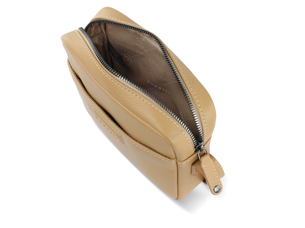 Сумка кросс-боди женская BUGATTI Elsa, песочного цвета, воловья кожа/полиэстер, 19х5,5х14 см-4