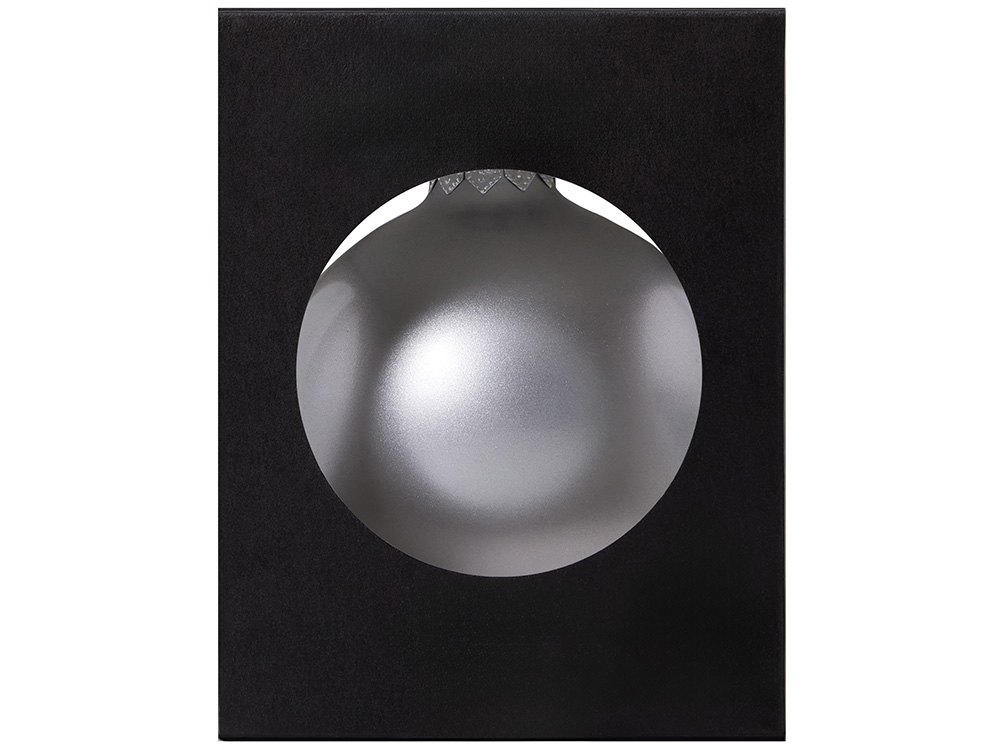 Стеклянный елочный шар Christmas bauble, серебро, металлик, с серебристым колпачком в черной коробке-2