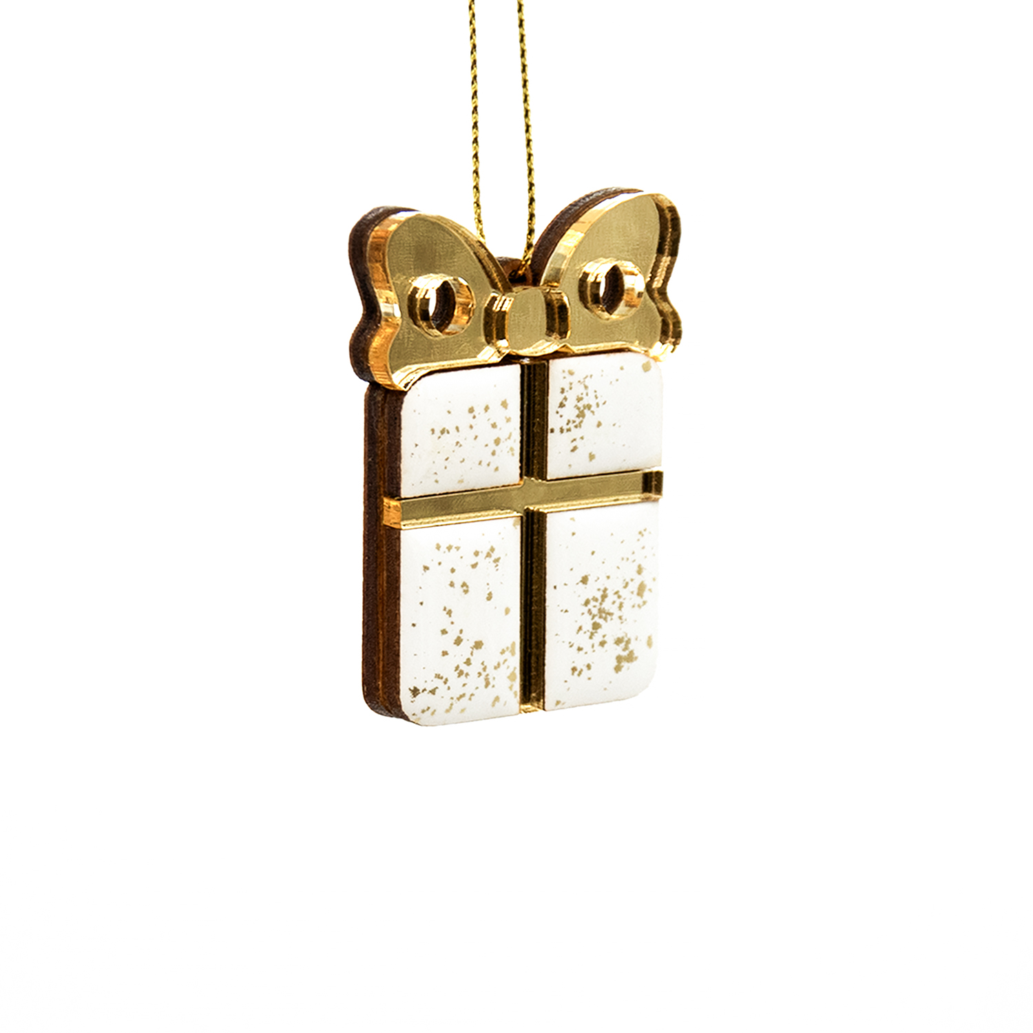 Ёлочная игрушка Подарочек (белый с золотым )-2