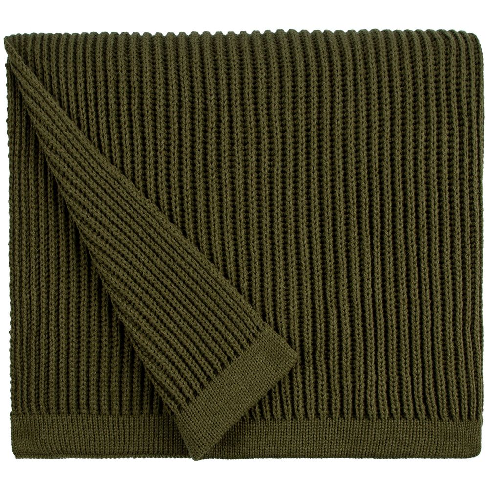 Плед Shirr, зеленый (оливковый)-1