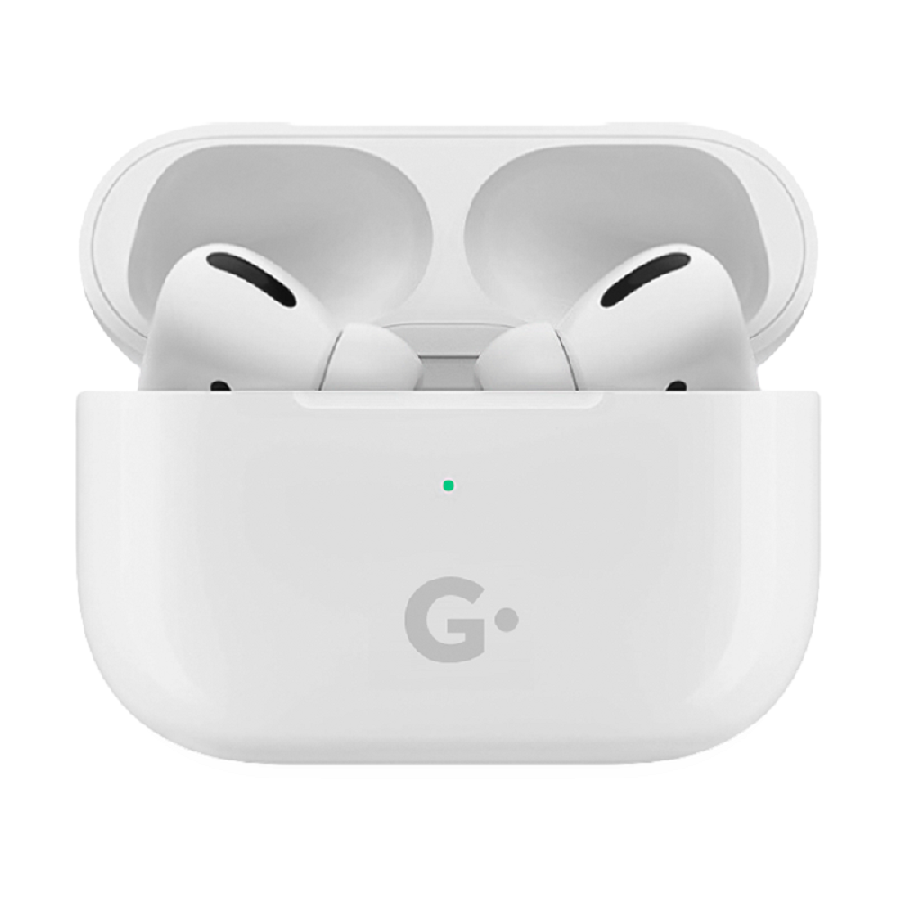 Наушники беспроводные GEOZON G-PRO, с зарядным боксом, с беспроводной зарядкой, белые, белый-0