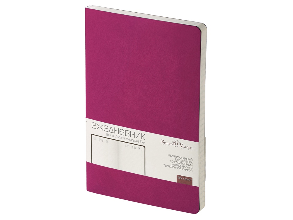 Ежедневник А5 недатированный Megapolis Velvet Flex, темно-розовый-0