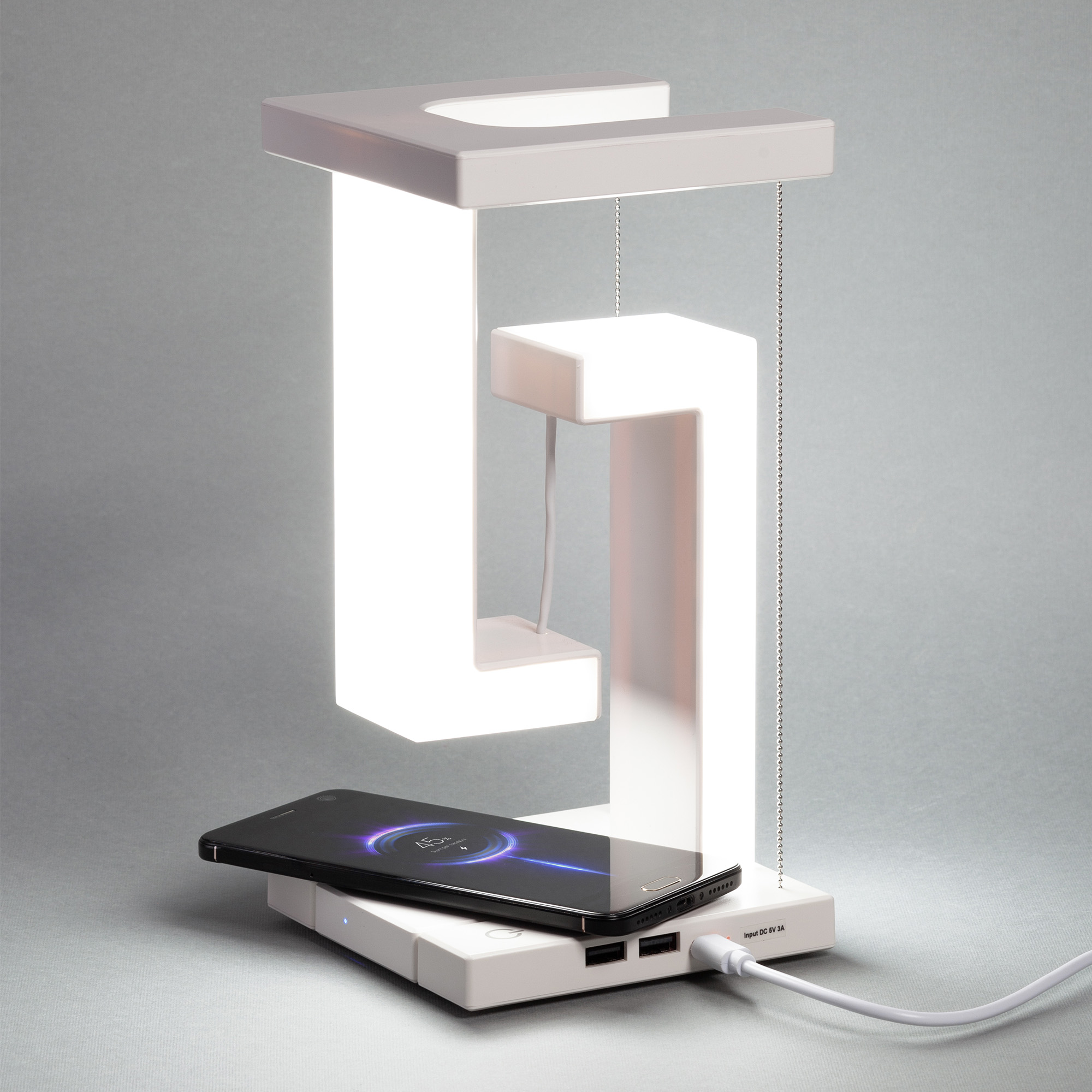 Левитирующая настольная лампа "Twin" с функцией беспроводной зарядки-0