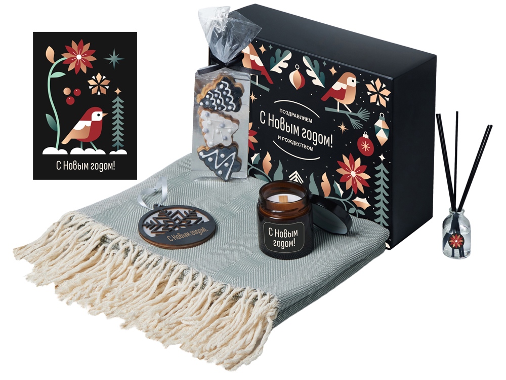 Подарочный набор с пледом, свечой и диффузором-0