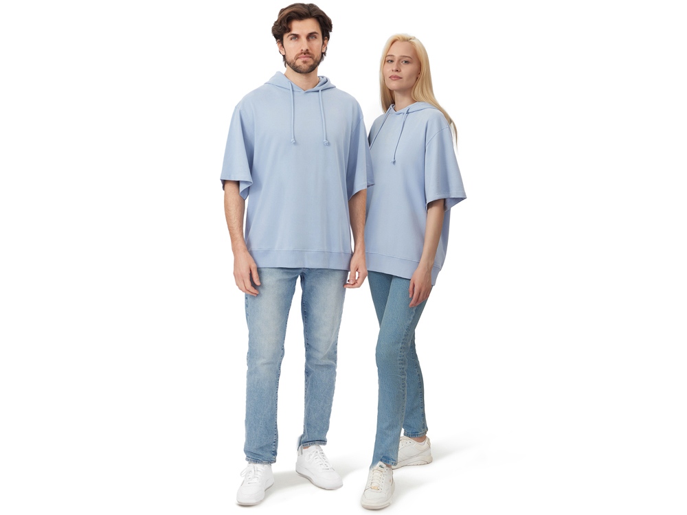 Худи оверсайз с коротким рукавом Warsaw унисекс, небесно-голубой-7