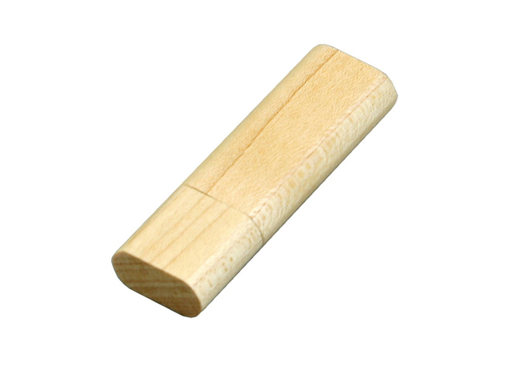 Флешка эргономичной прямоугольной формы, с округленными краями, дерево, 32 Гб, натуральный-0