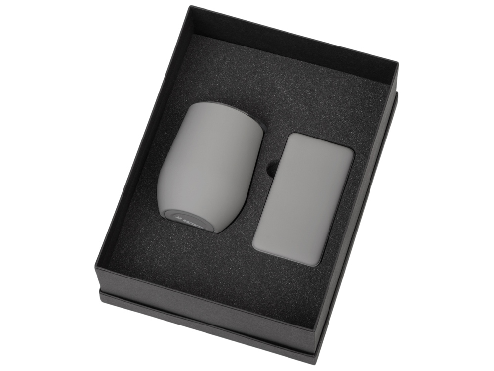 Подарочный набор с термокружкой и повербанком С2, 10000 mAh, серый-1