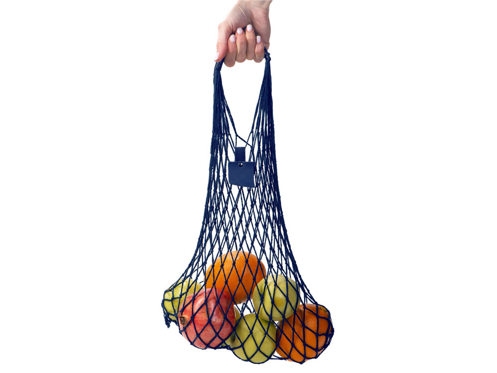 Авоська Dream М old style 15 литров с кожаными ручками, темно-синий-3