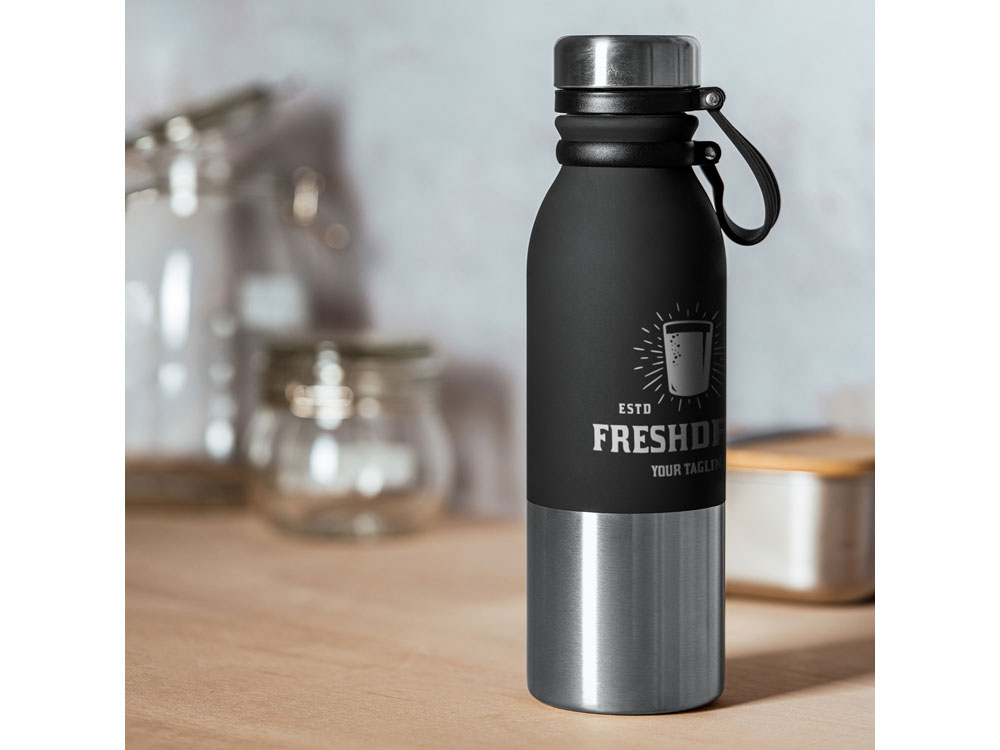 Бутылка ALKE из стали 304 с двухцветным корпусом, 850 мл, серебристый/королевский синий-3