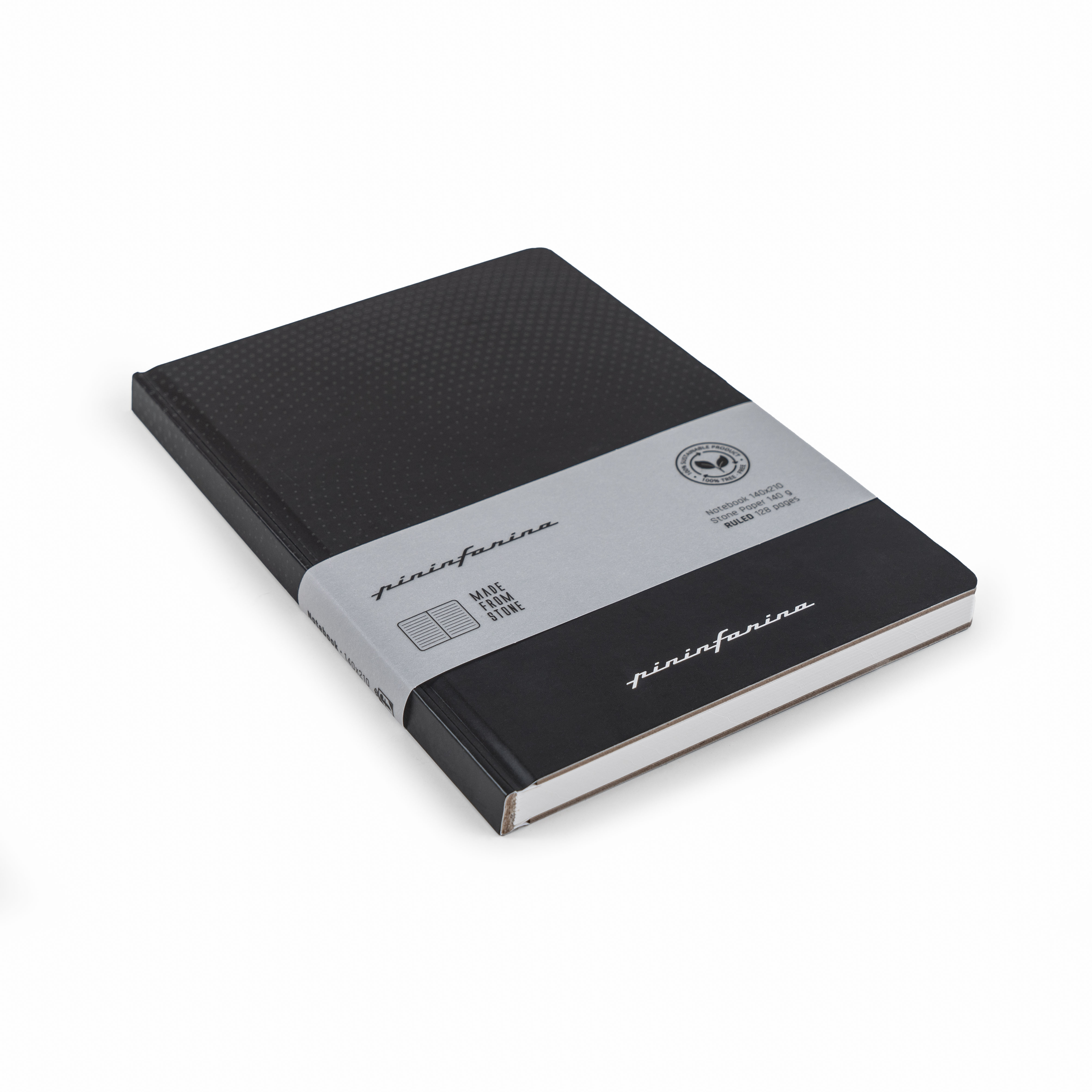 Тетрадь принт Pininfarina Stone Paper черная 14х21см каменная бумага, 64 листа, линованная, твердая обложка-0