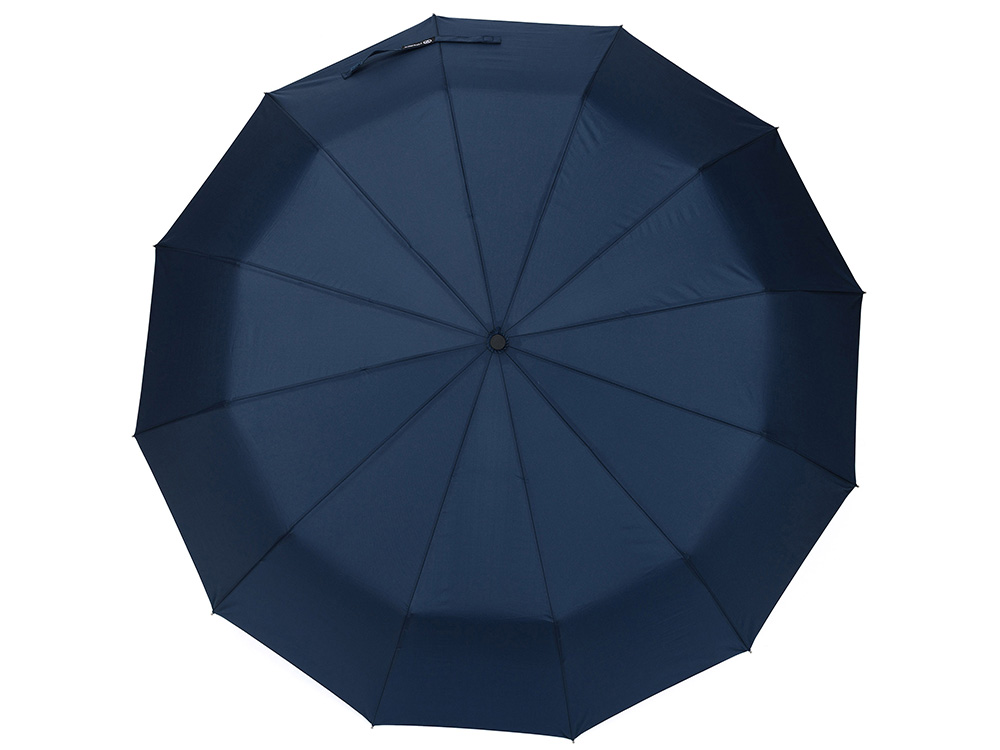 Зонт складной мужской TORBER, автомат, 3 сложения, синий, каркас сталь/файбергласс, эпонж, пластиковая ручка, диаметр 103 см-1