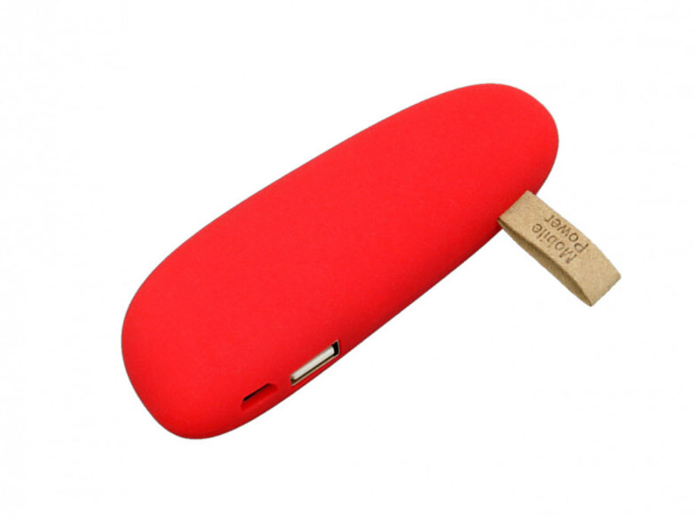 PB_Small_stone Универсальное зарядное устройство power bank в форме камня. 2600MAH. Красный-0