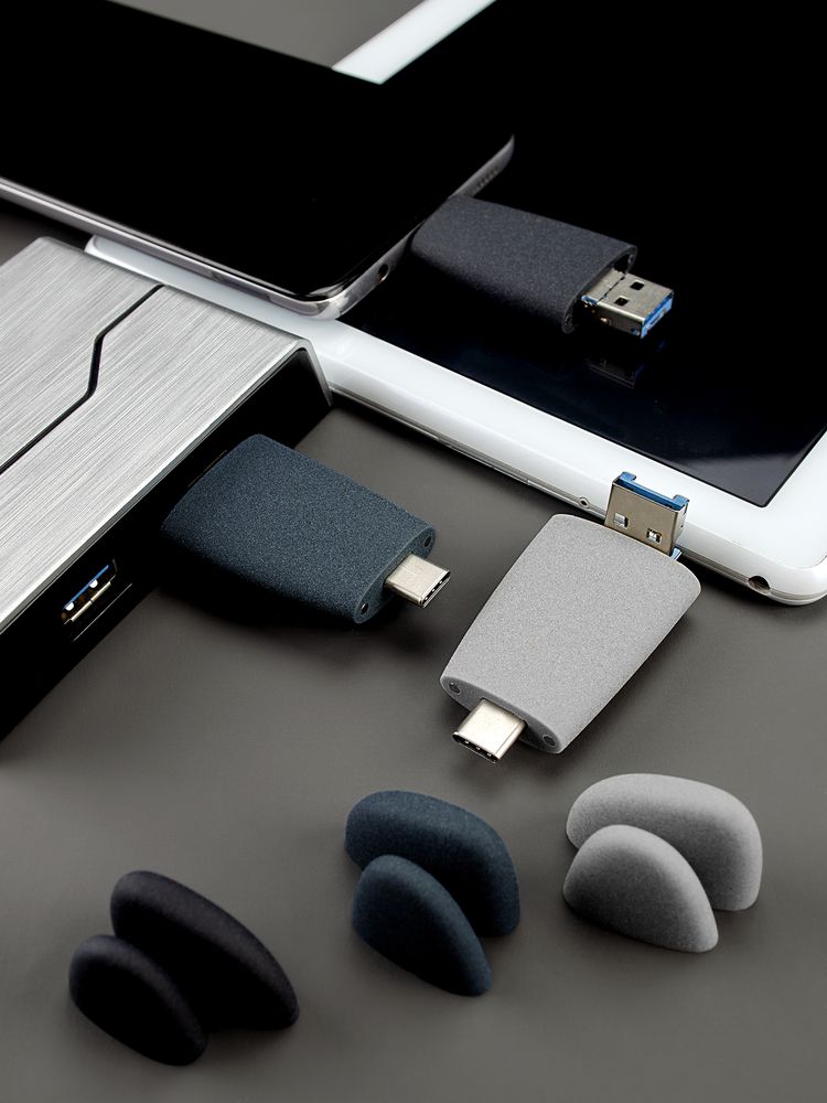 Флешка Pebble Universal, USB 3.0, серо-синяя, 32 Гб-6