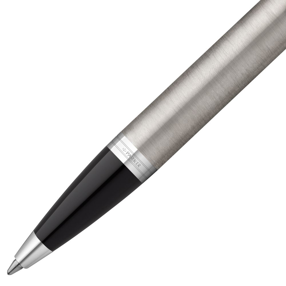Ручка шариковая Parker IM Essential Stainless Steel CT, серебристая с черным-1