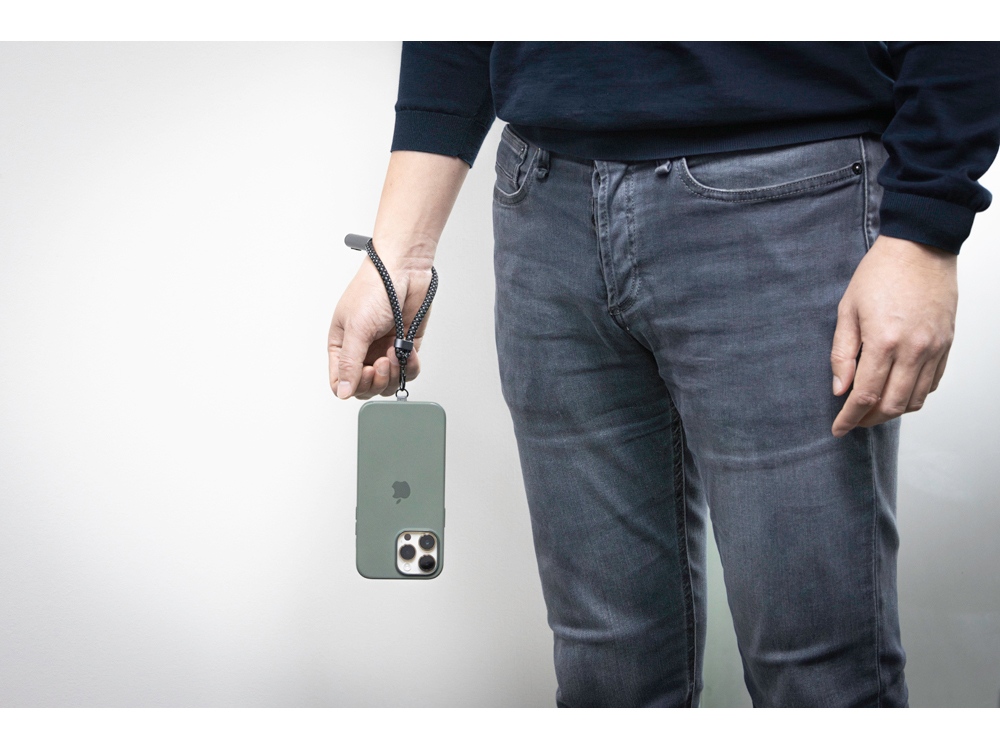 Ремешок-держатель для телефона с зарядным кабелем USB-C - USB-C Lany Wristband Charge Eco, серый-18