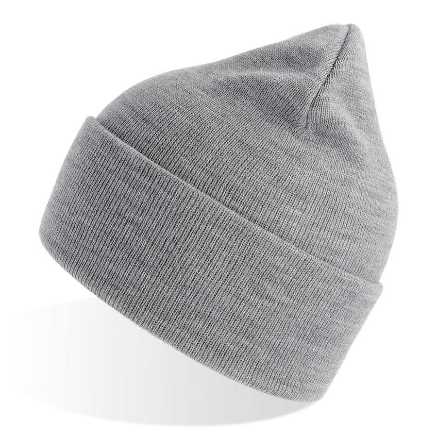 Шапка вязаная PURE  с отворотом из пряжи Polylana, светло-серый меланж-0