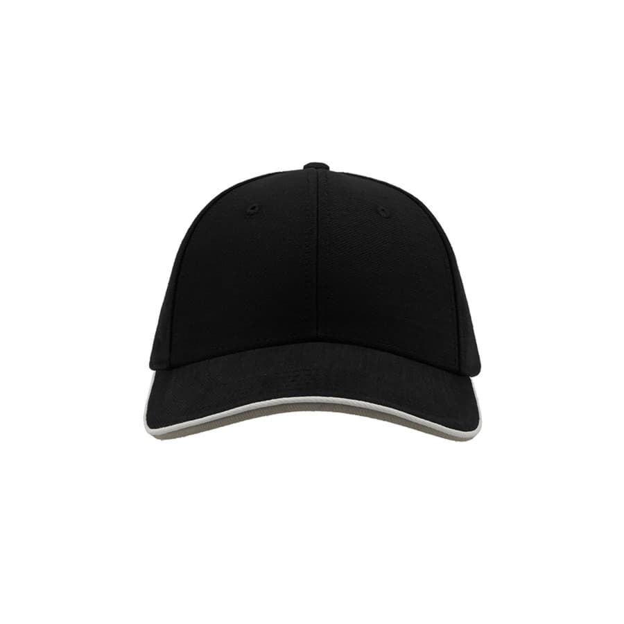Бейсболка PILOT PIPING SANDWICH, 6 клиньев, металлическая застежка, черный, белый-4
