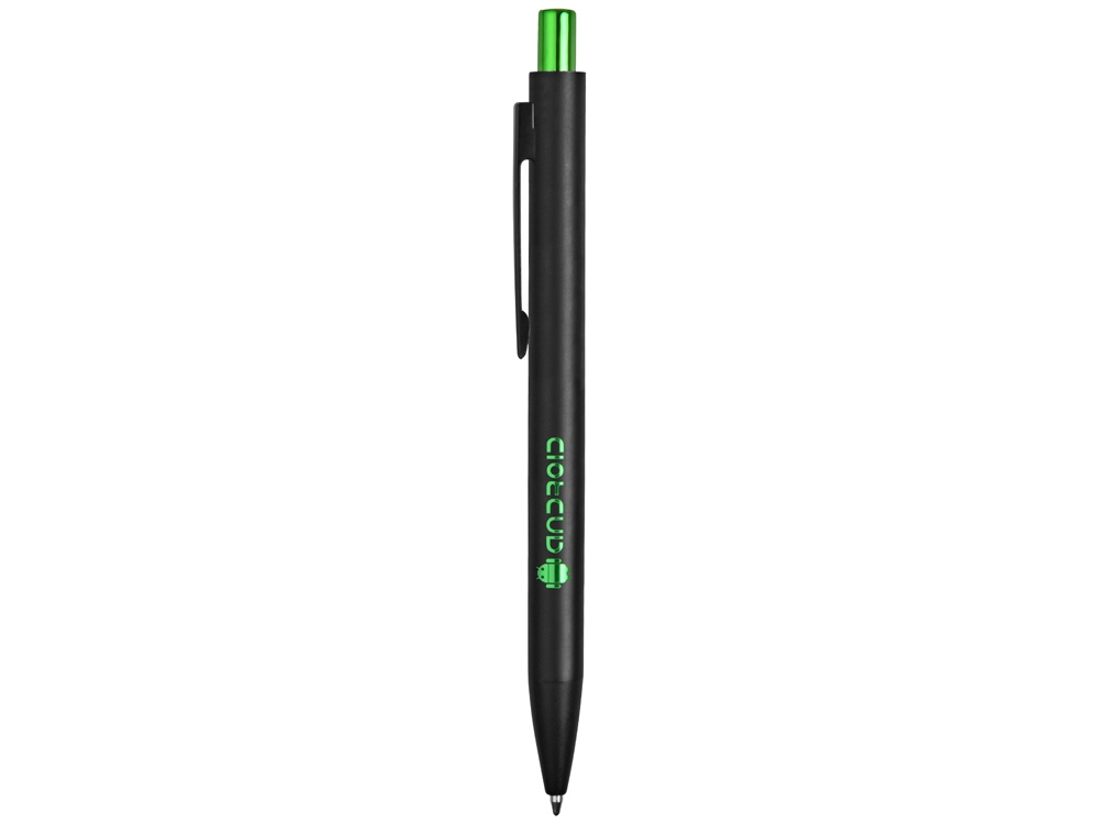 Ручка металлическая шариковая Blaze с цветным зеркальным слоем, черный/зеленое яблоко-4
