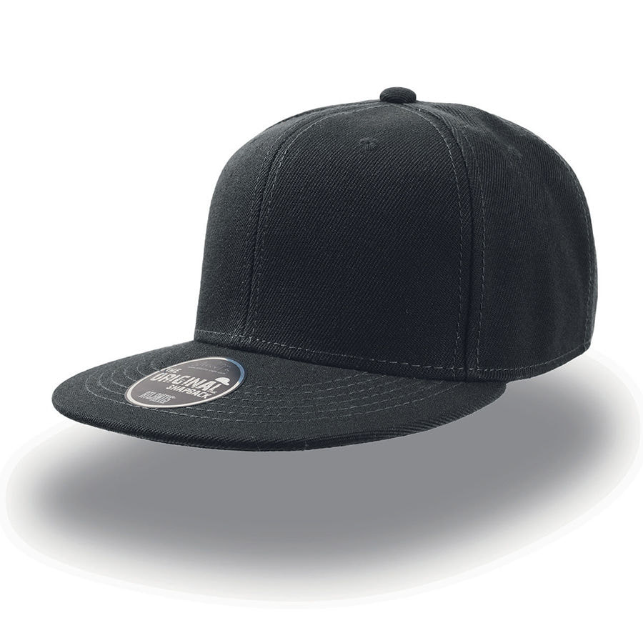 Бейсболка SNAP BACK, 6 клиньев, пластиковая застежка, черный-0