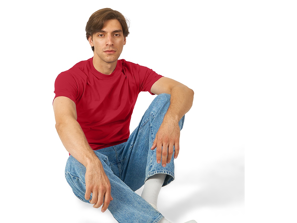 Футболка HD Fit короткий рукав с эластаном, мужская, красный-1