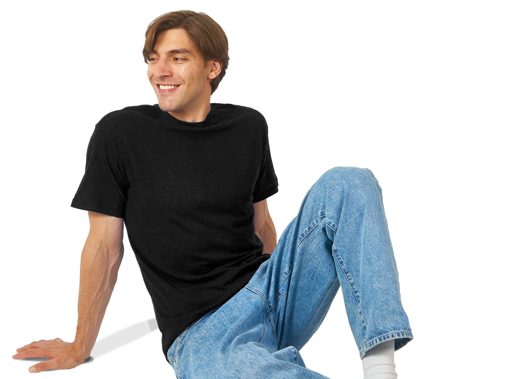 Футболка из джерси с протяжками Portofino унисекс, черный-3