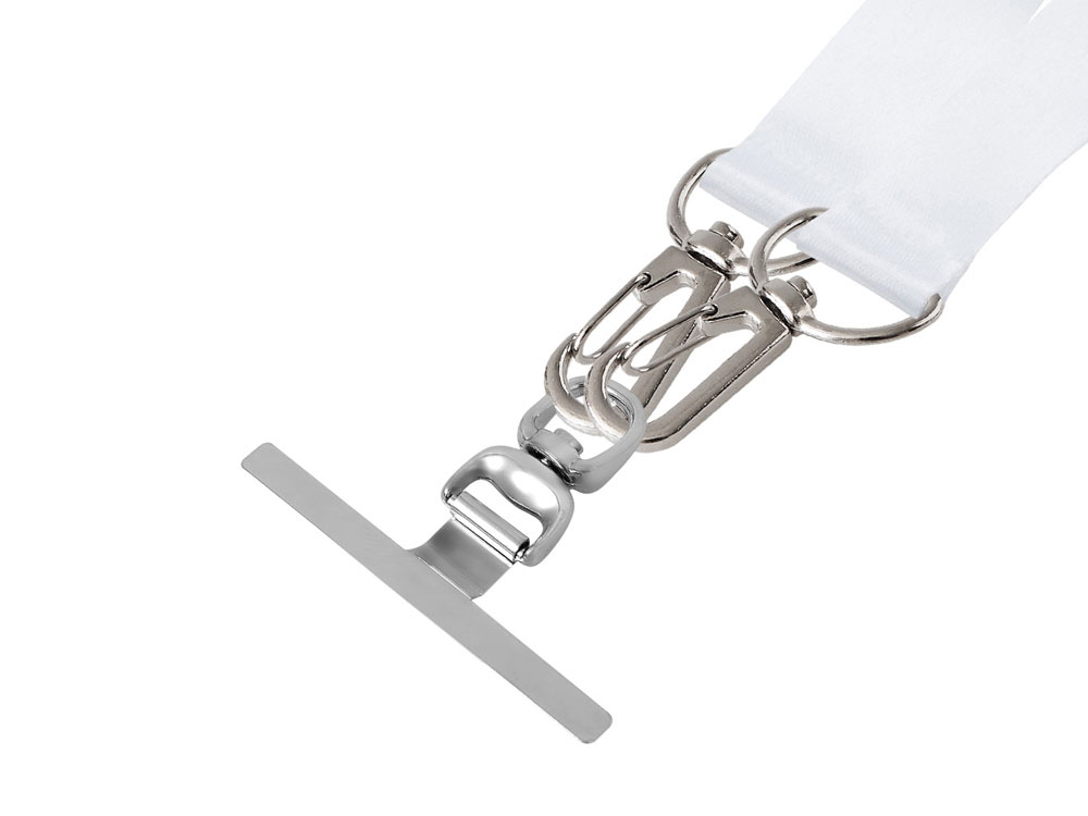 Ланъярд 2 см под сублимацию с 2-мя трендовыми карабинами и металлическим держателем для телефона, серебристый-3